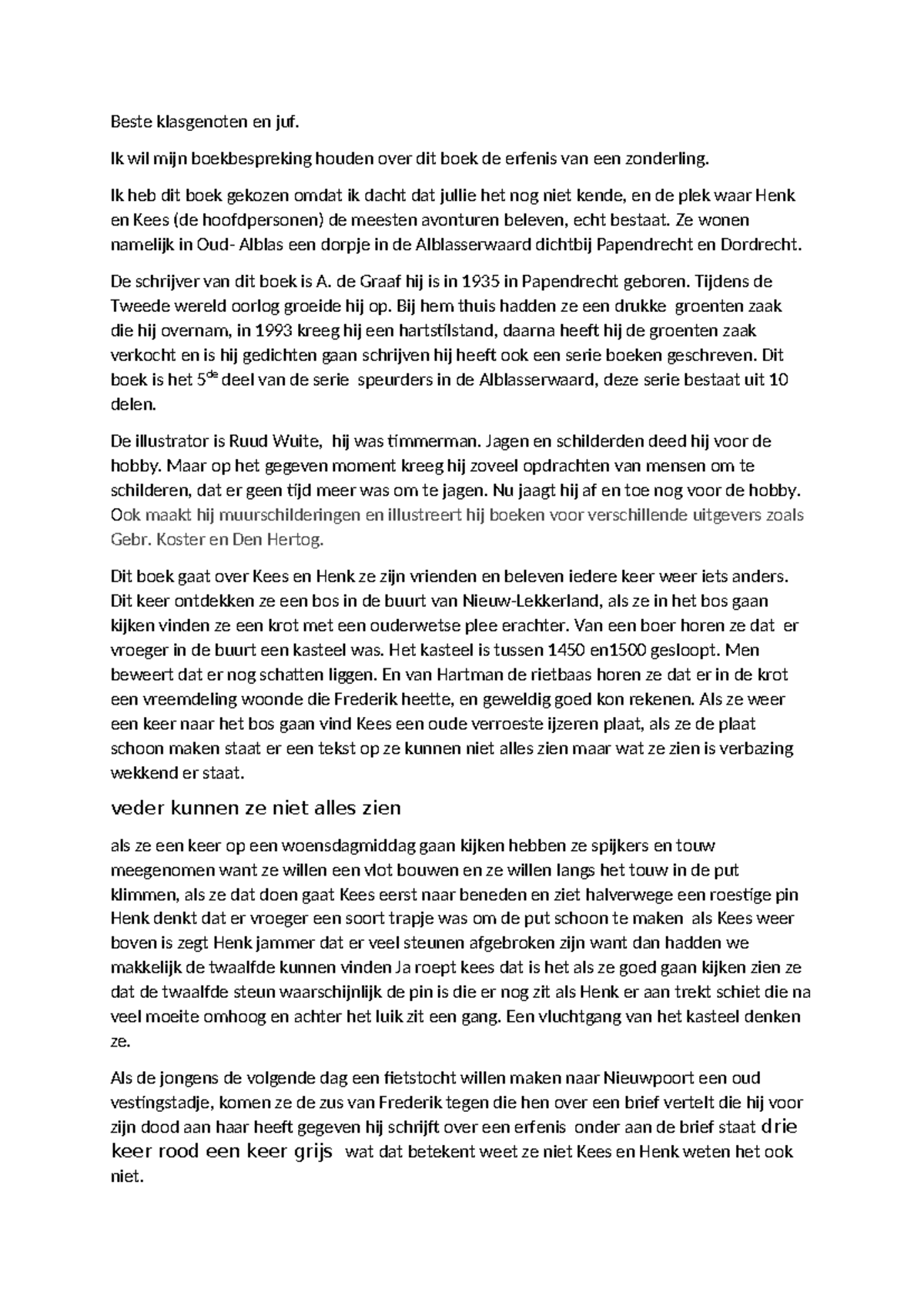 Boekbespreking: De Erfenis van een Zonderling (Groep 8) - Studeersnel