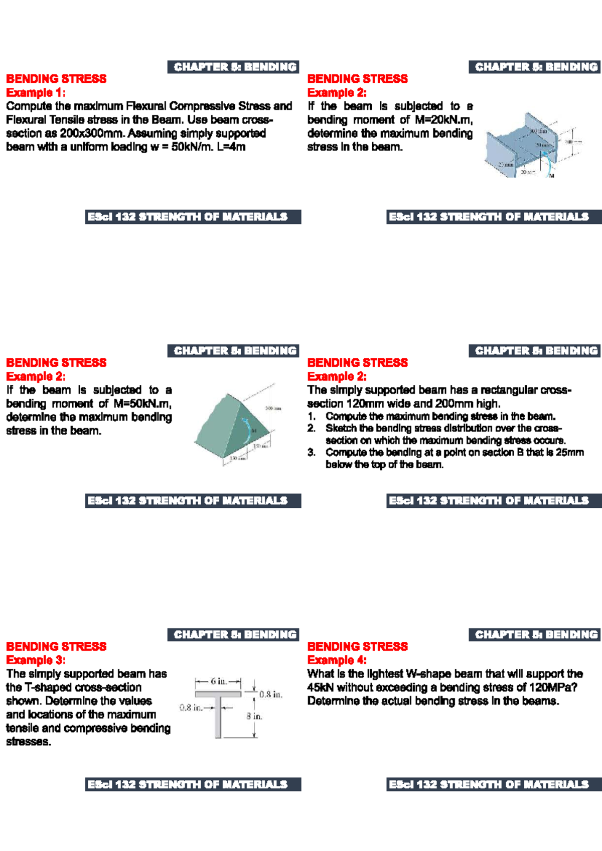 ESci 132 Strength of Materials: Chapter 5 Bending Stress Analysis - Studocu