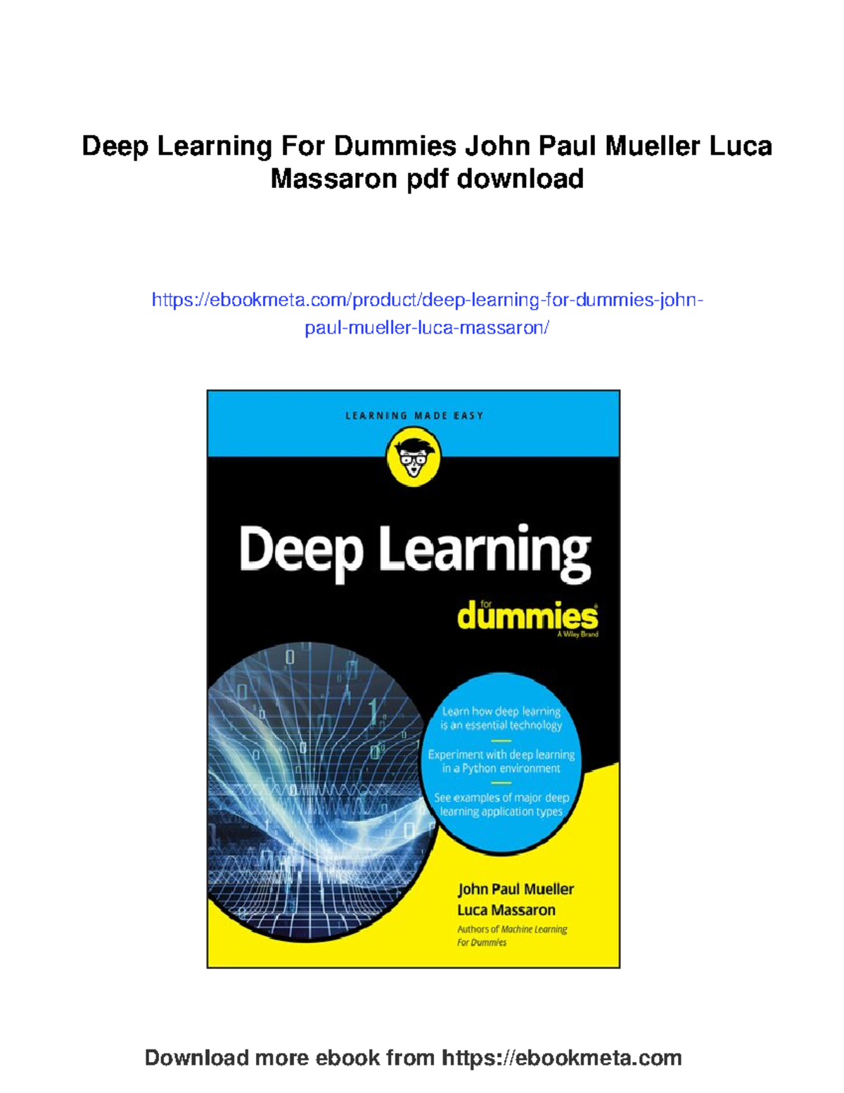 Deep Learning for Dummies (PDF) by John Paul Mueller & Luca Massaron ...