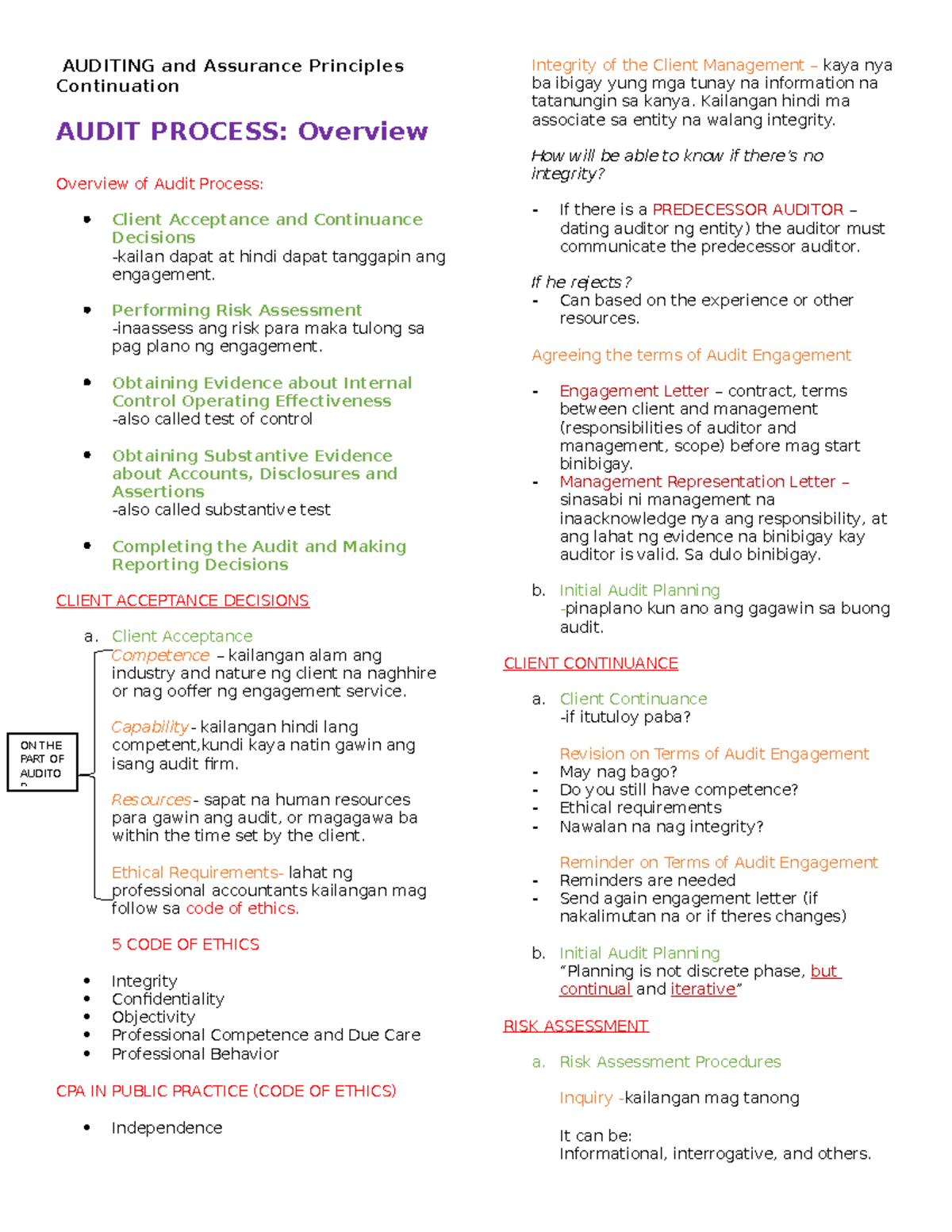 AUDIT 101: Comprehensive Notes on Auditing Principles and Processes ...