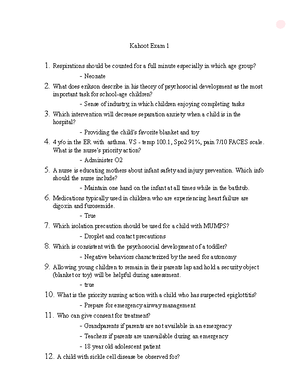 Exam 1 review - study notes - Week 1 edapt Erikson’s stages of ...