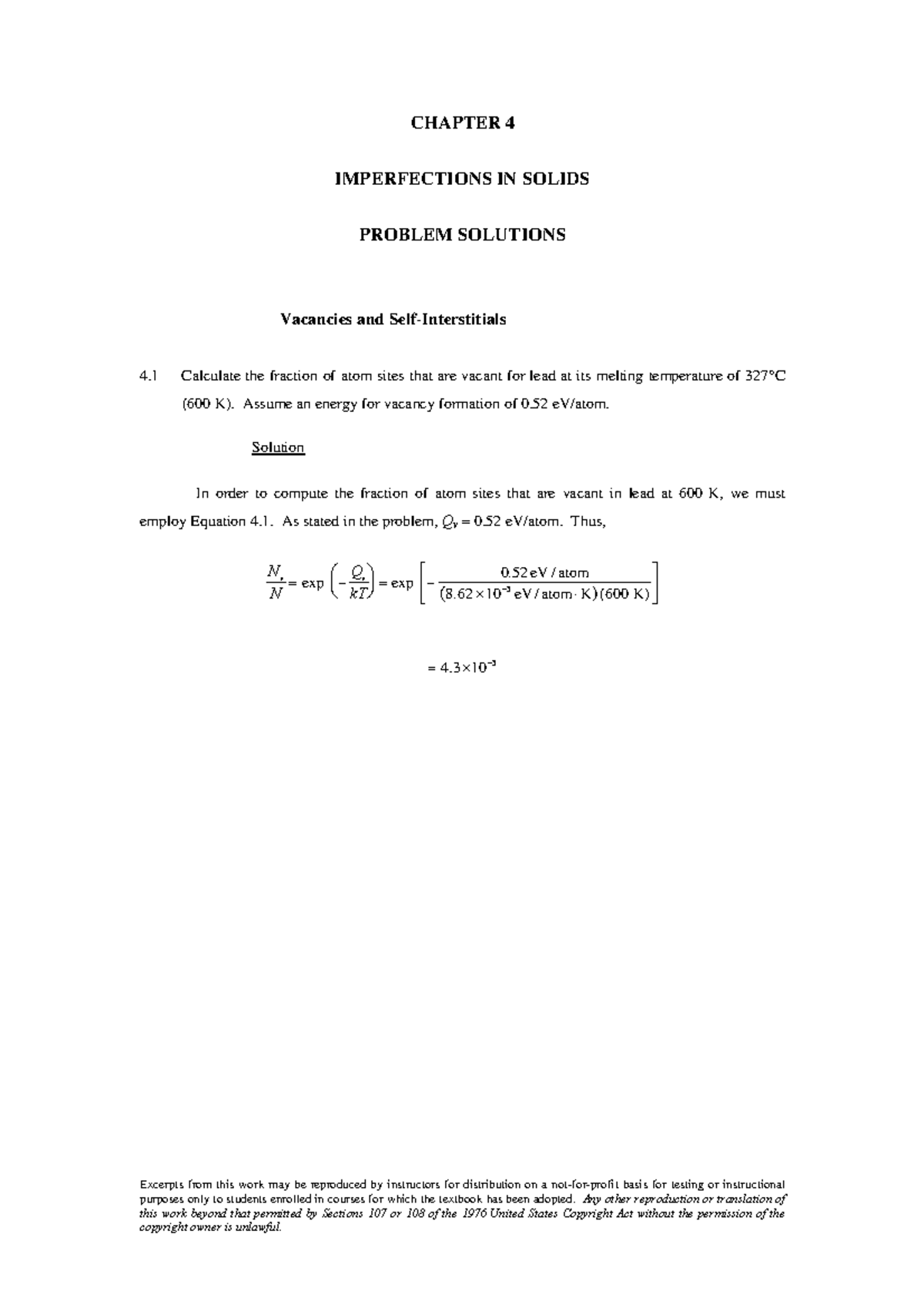 Problem Solutions for Materials Science Chapter 04 - Imperfections in ...