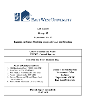 Lab-Report-2 Group-4 - ok - Lab Report 2 Group: 0 4 Experiment No: 02 ...