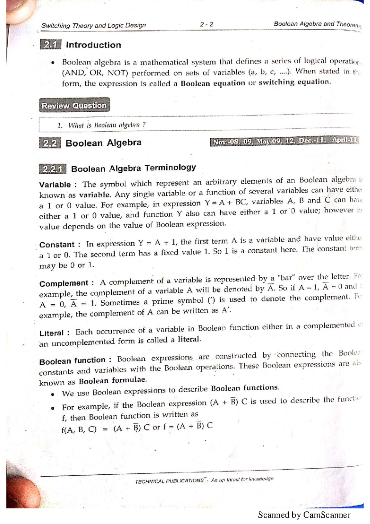 Switching Theory and Logic Design 2: Boolean Algebra & Theorems - Studocu