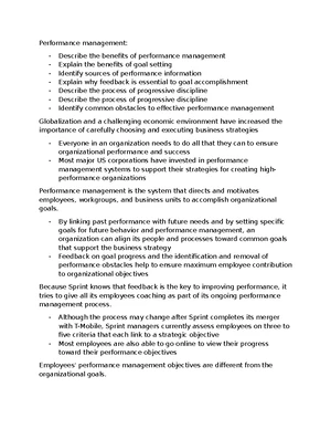 Performance Management - Study Notes & Assignments - Studocu