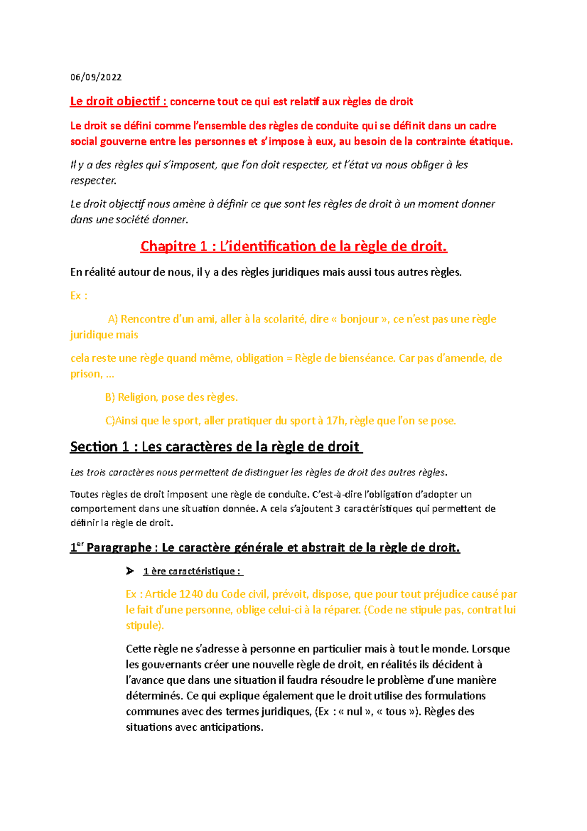 Chapitre 1 : Identification des Règles de Droit - Droit Objectif - Studocu