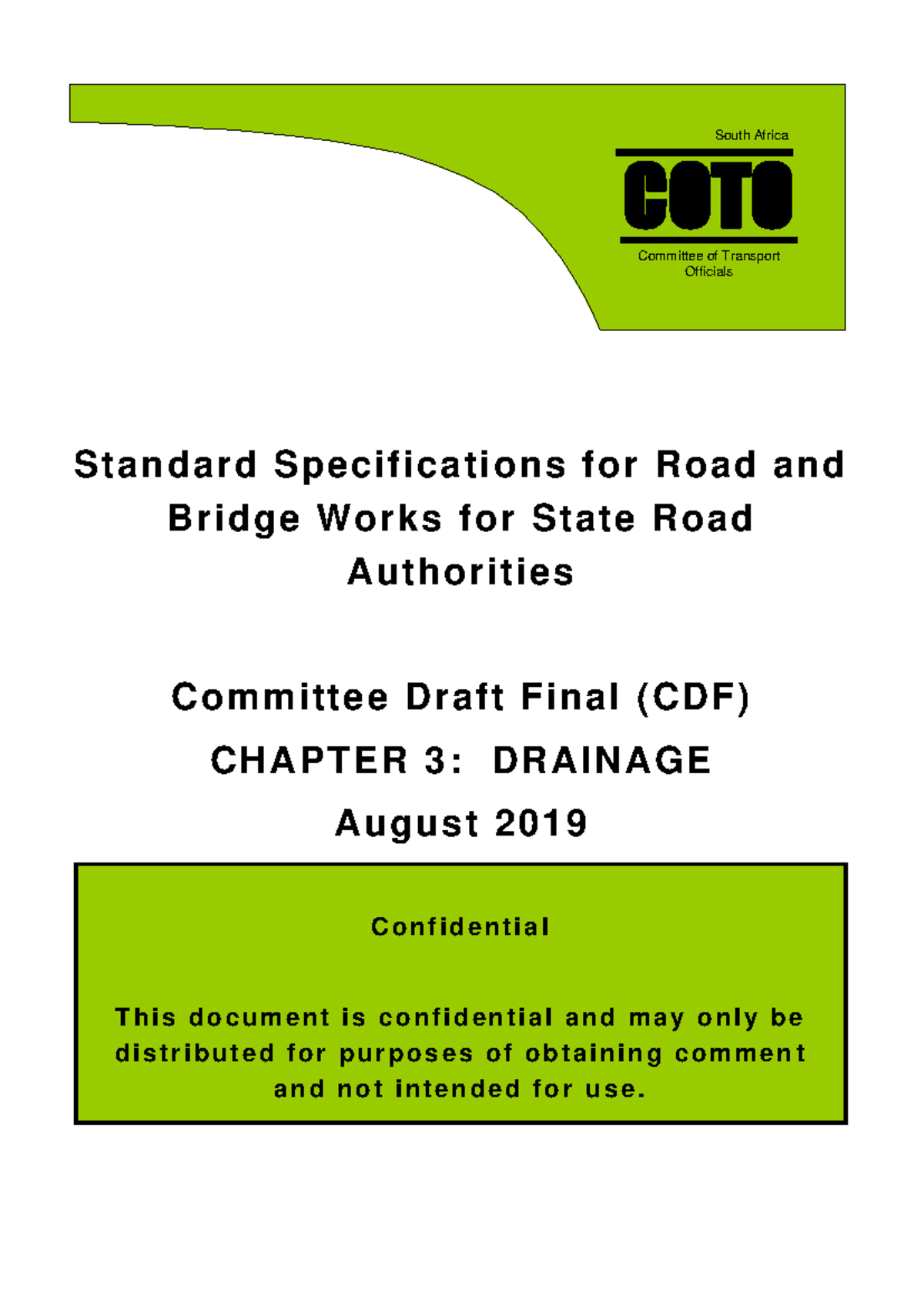 Chapter 3: Drainage Specifications CDF - COTO Standards Aug 2019 - Studocu