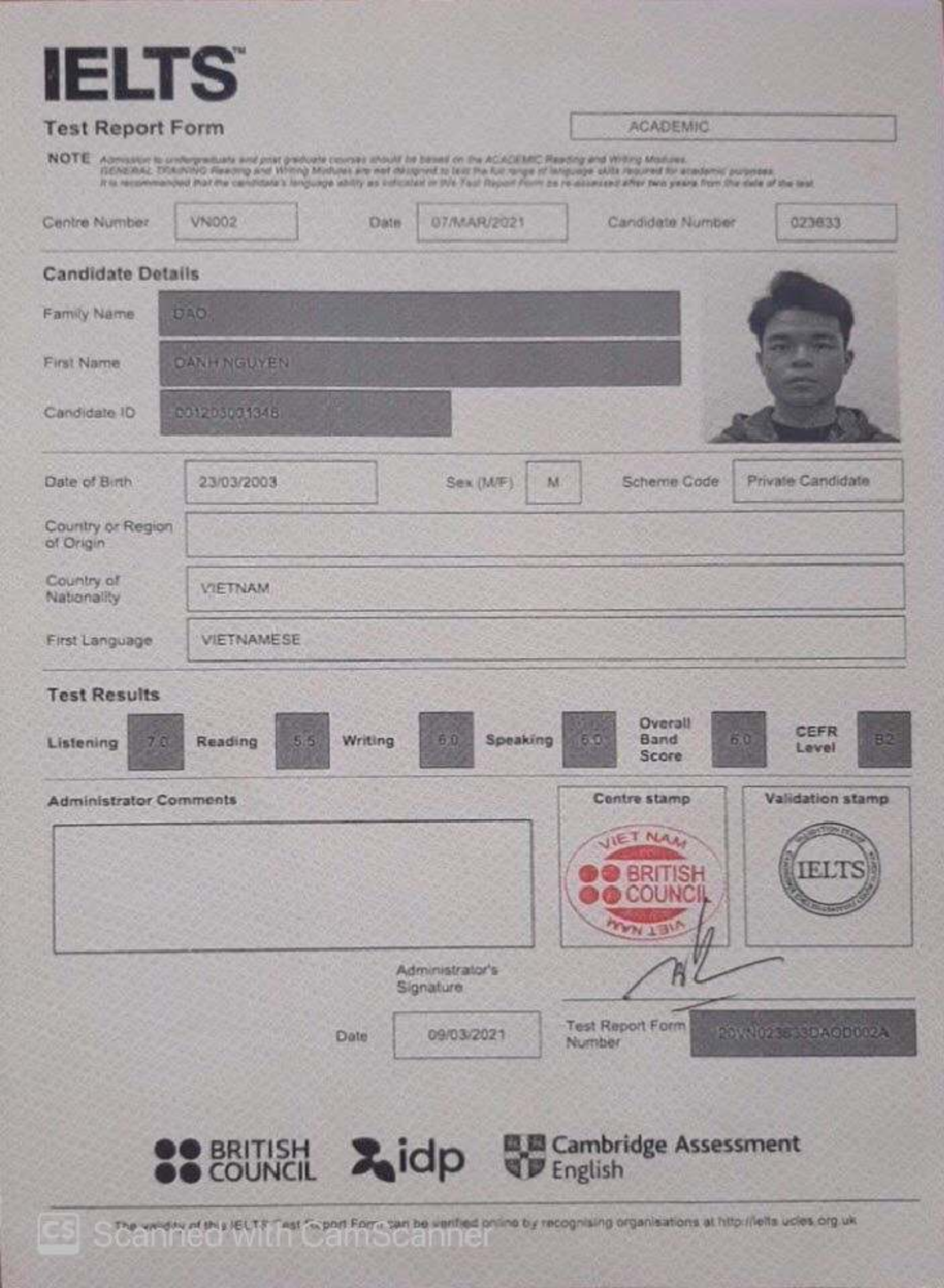 Test Report Form for IELTS - ACADEMIC Reading & Writing - Studocu