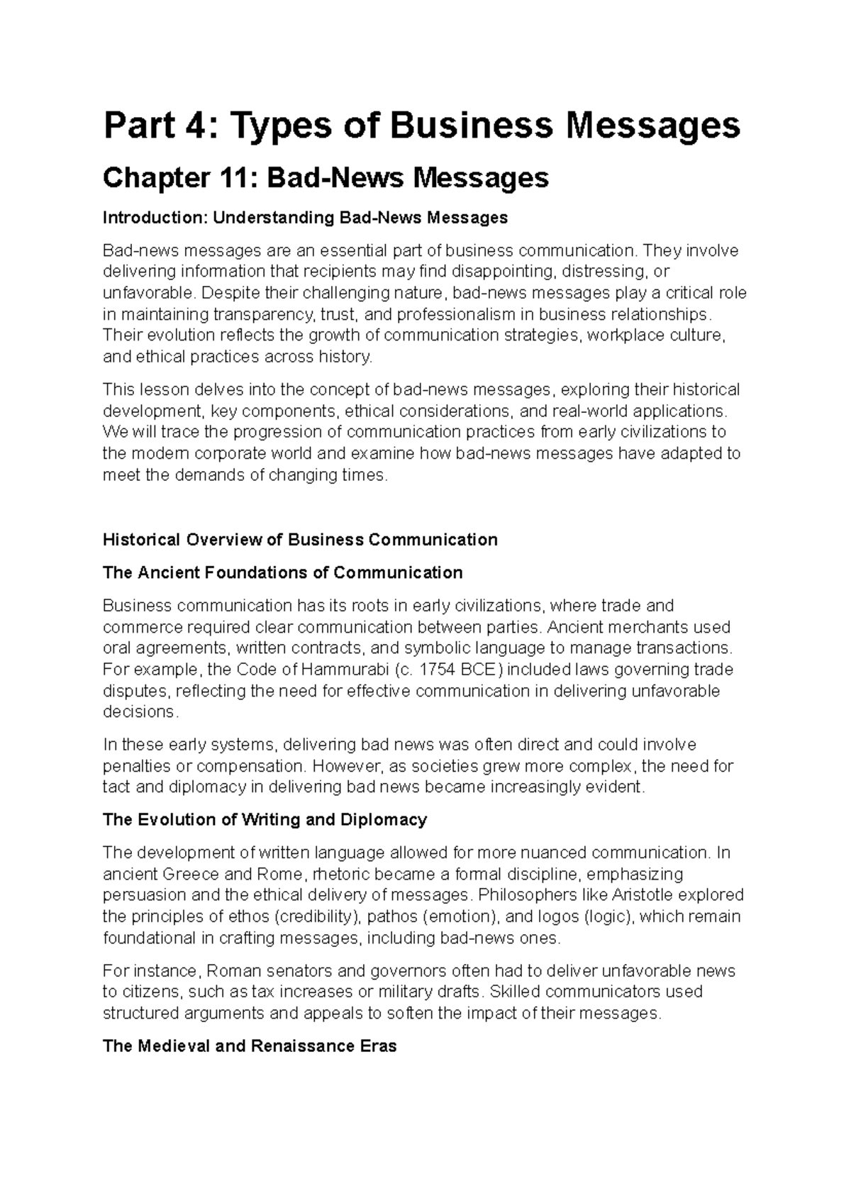 Notes-Part4 Chapter 11 - Part 4: Types of Business Messages Chapter 11 ...
