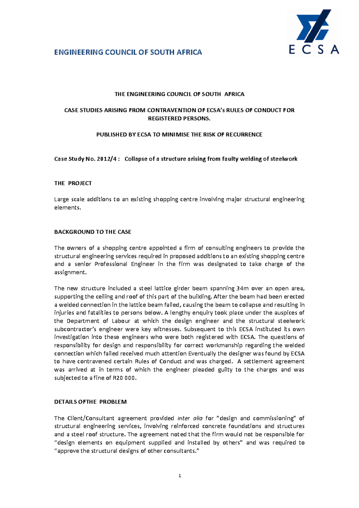 ECSA CASE Study notes - RTI4B21 - UJ - Studocu