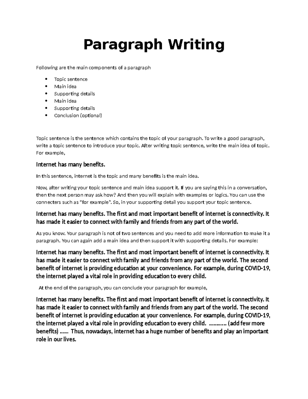 ENG 101: Paragraph Writing Techniques and Structure Guide - Studocu