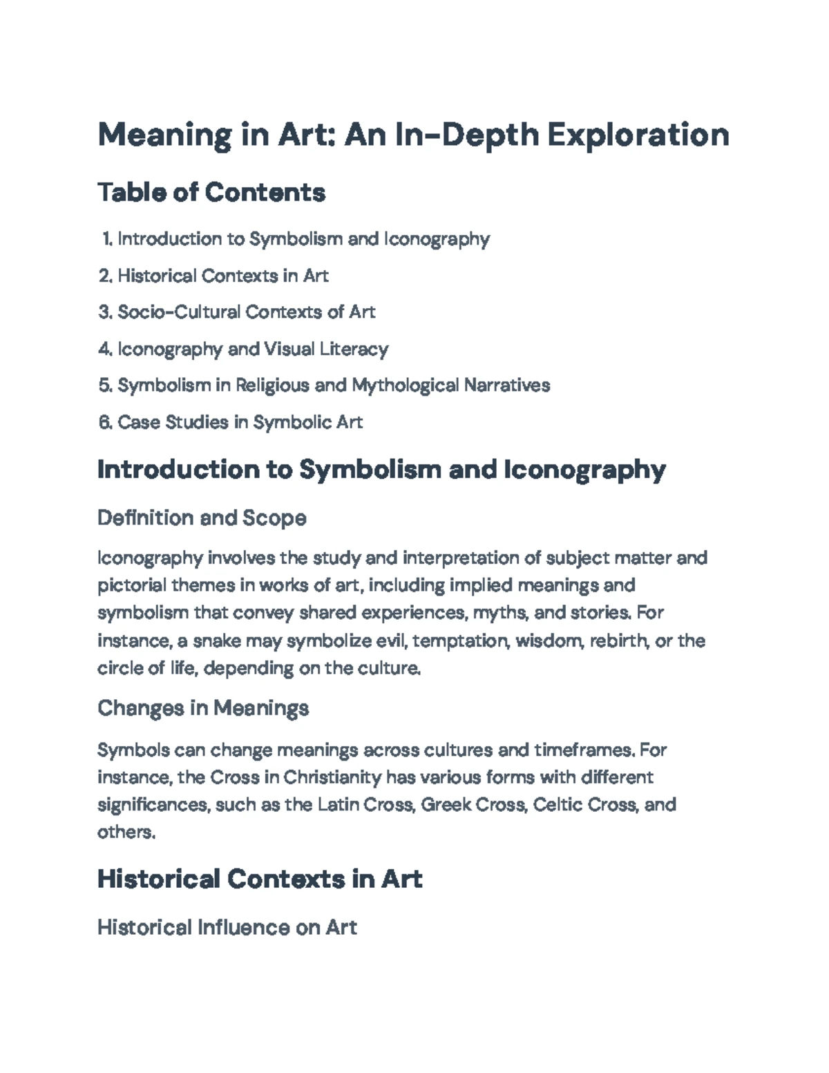 Understanding Meaning in Art: Context and Symbolism (ART 101) - Studocu