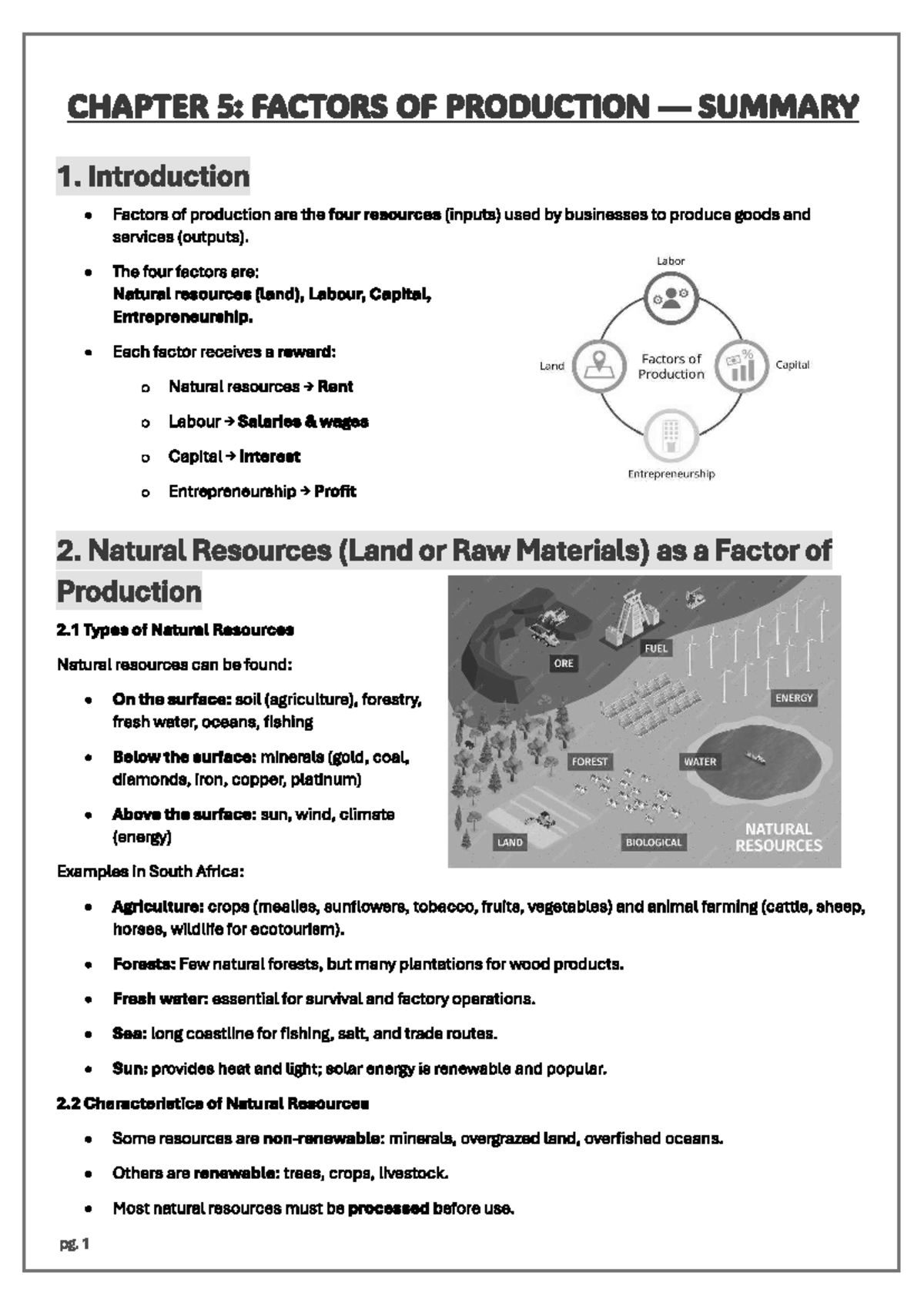 Chapter 5: Factors of Production - Summary - Studocu