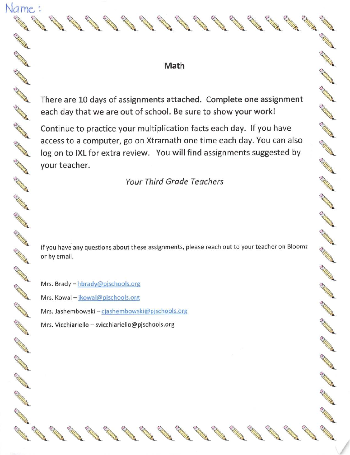 Math Packet - Grade 3 Assignments and Word Problems - Studocu