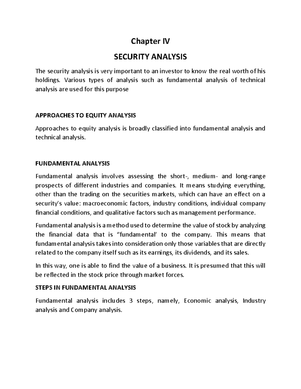 Investment Module IV: Essential Security Analysis Study Guide - Studocu