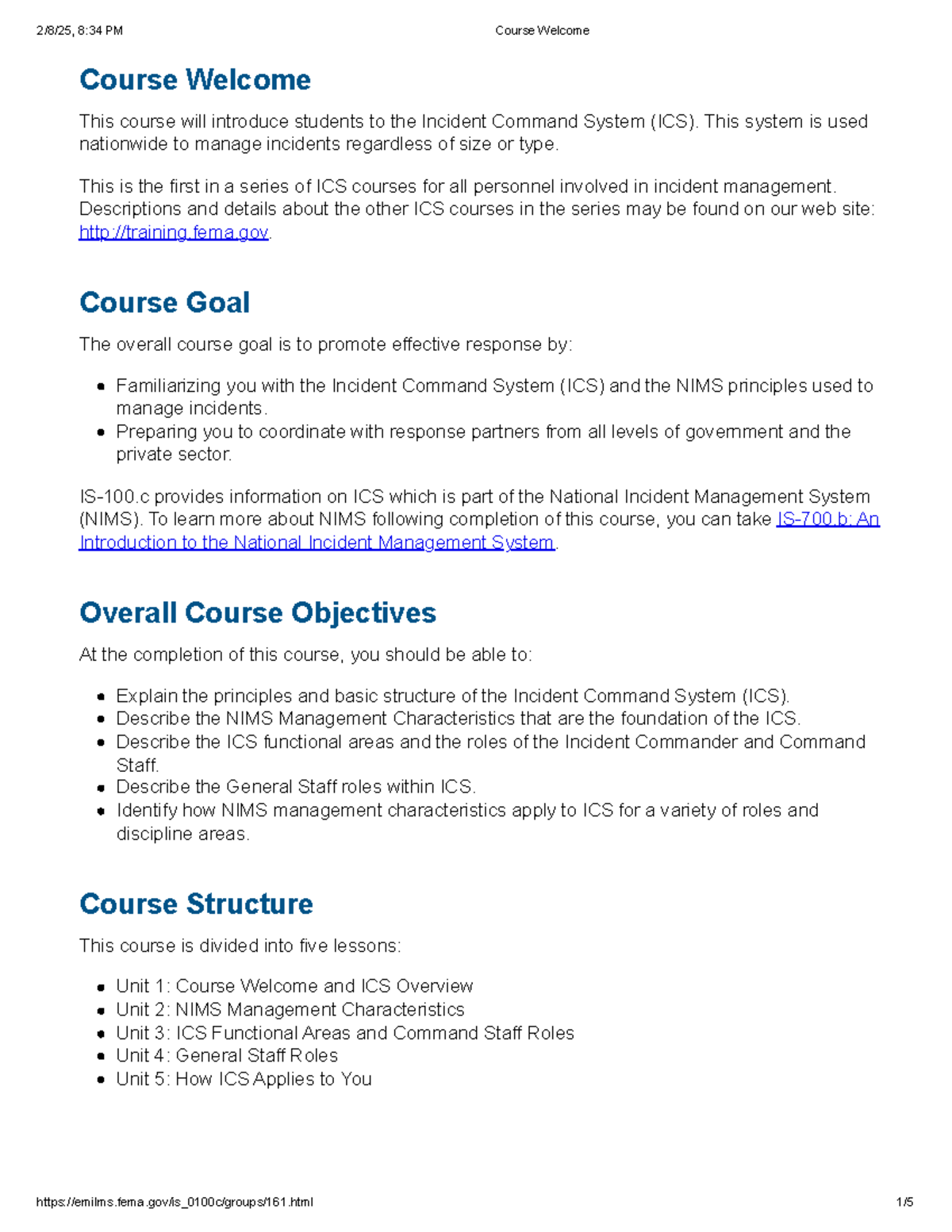 ICS Lesson 1: Overview and Importance of the Incident Command System ...