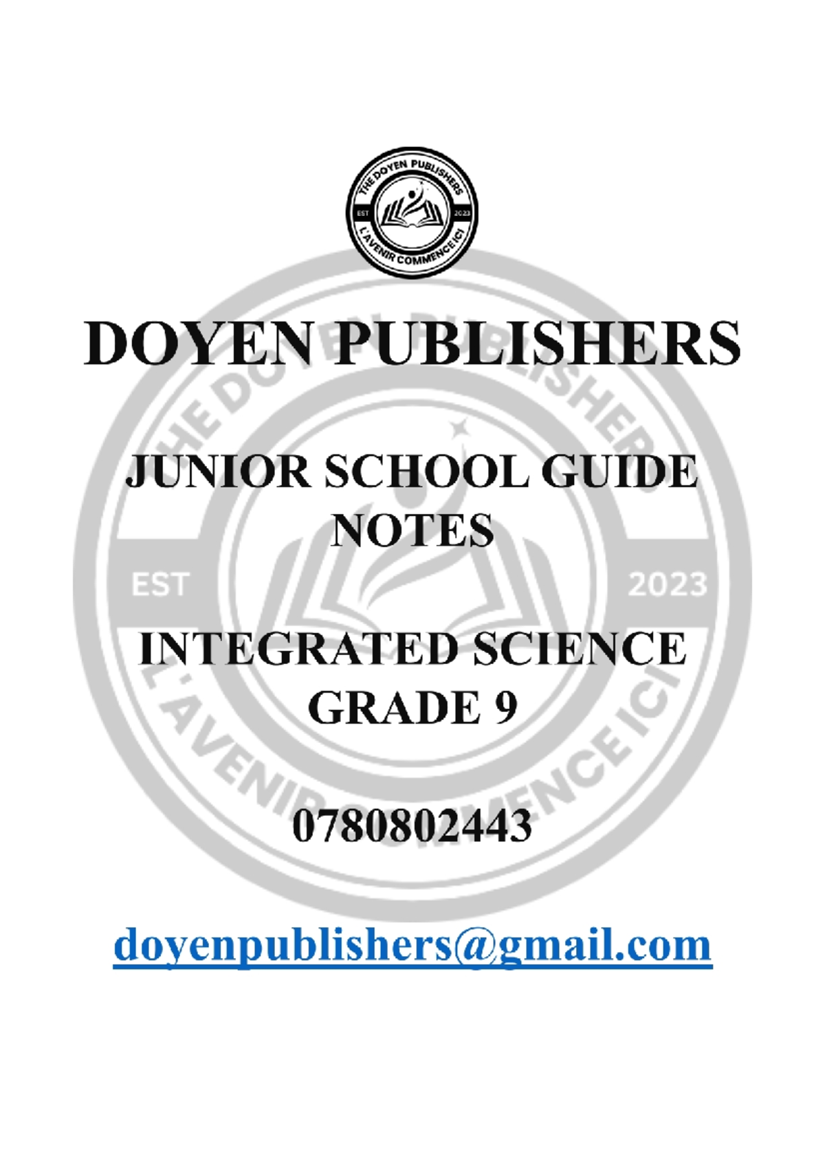 Grade 9 Integrated Science Teaching Notes (DOYEN PUBLISHERS 2023) - Document Preview