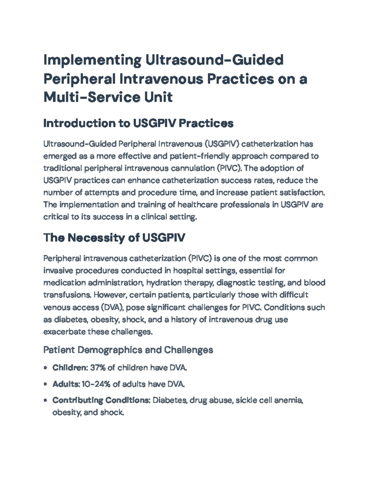 Implementing USGPIV Practices in Multi-Service Units: A Comprehensive ...