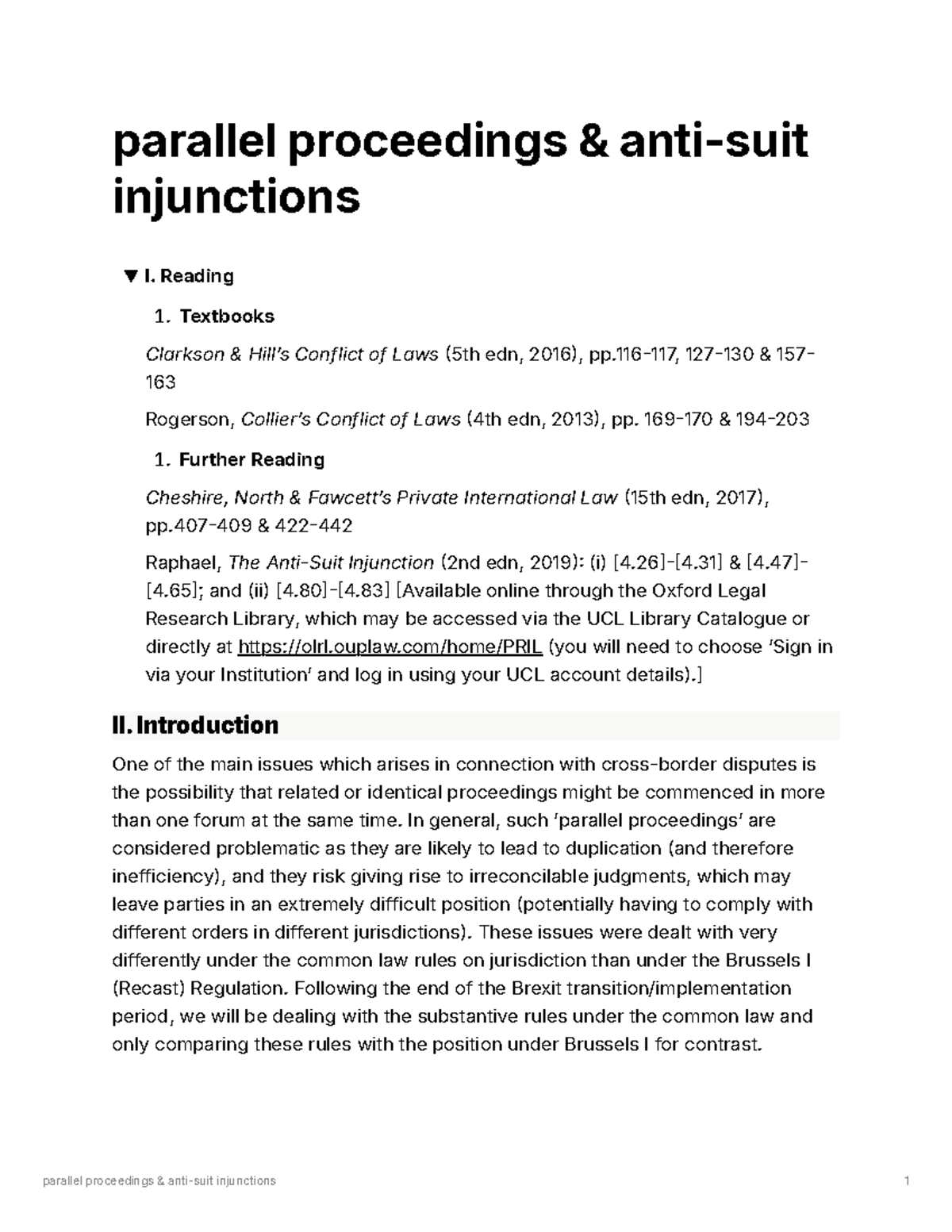 Parallel Proceedings and Injunctions: A Comparative Study (Law 101 ...