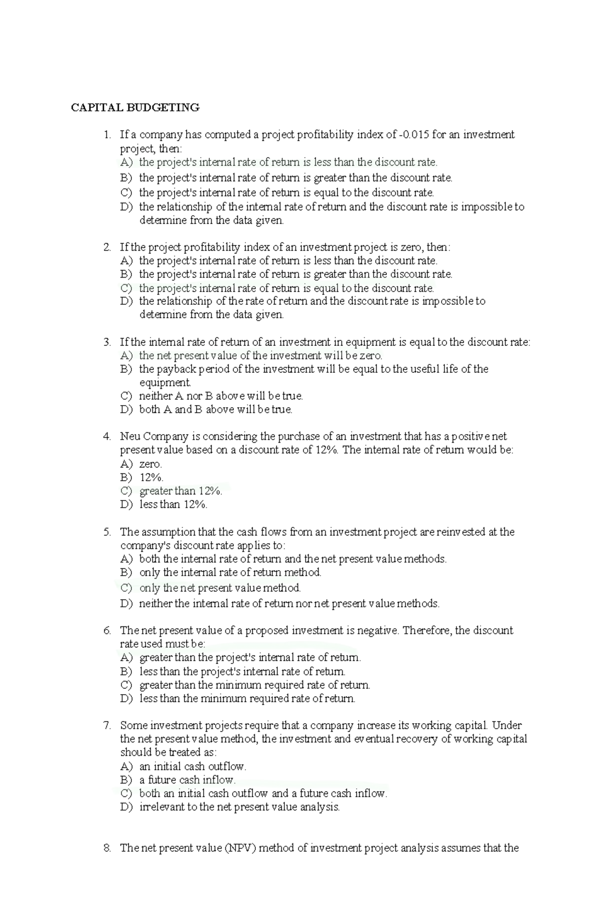Group-2-ACT203 - Capital Budgeting Quiz Questions and Answers - Studocu