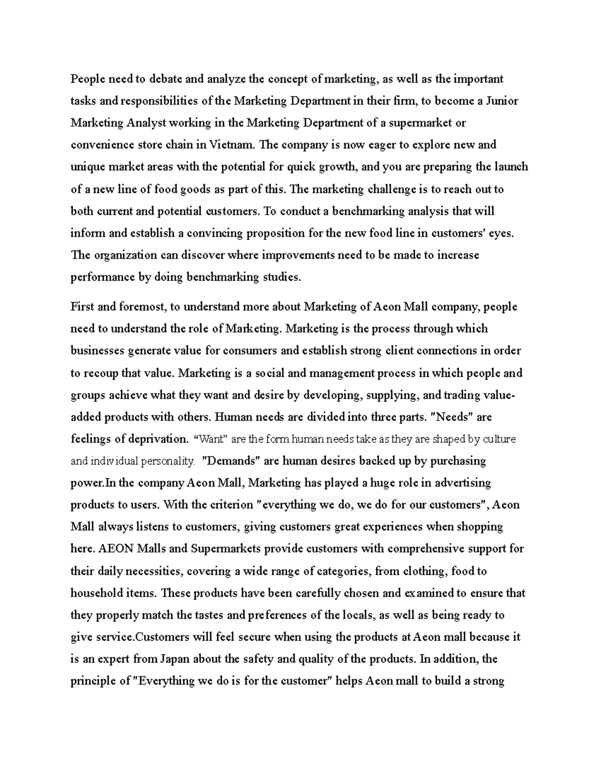 Bài tập lớn về phân tích chiến lược marketing trong Aeon Mall - Document Preview