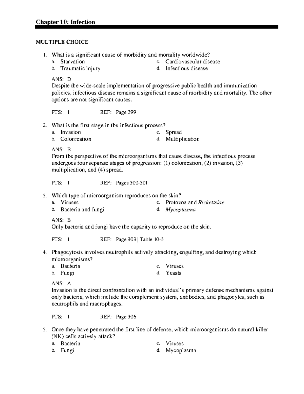 Chapter 10 Infection Review - Advanced Pathophysiology Notes - Studocu