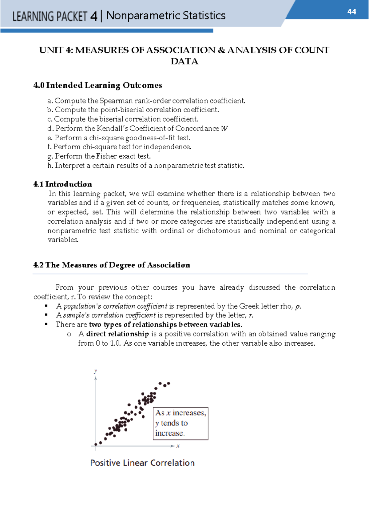 nonparametric stats - 4 | Nonparametric Statistics UNIT 4 : MEASURES OF ...