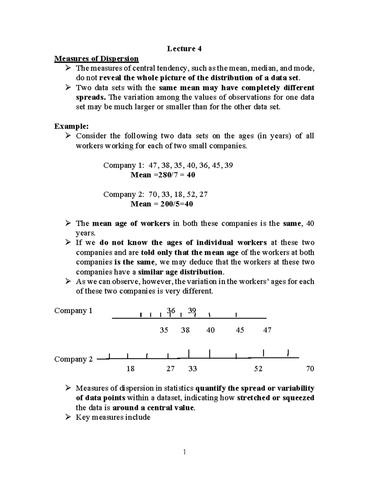 Lecture 6: Understanding Measures of Dispersion in Statistics - Studocu