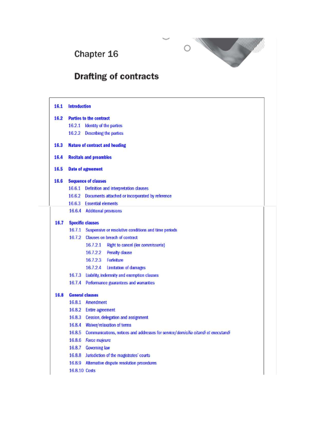 Chapter 16: Drafting of Contracts - Studocu