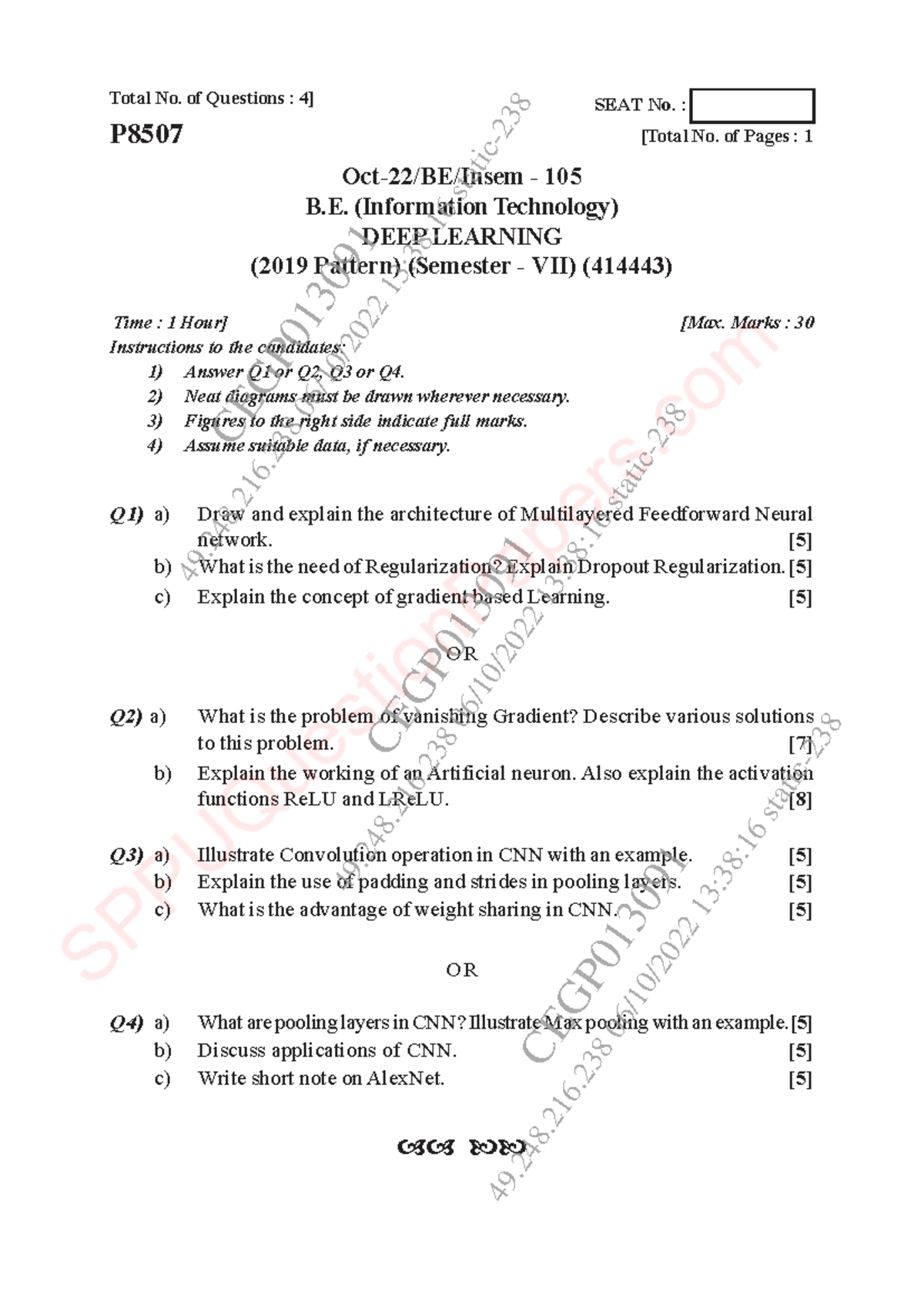 B.E. (IT) Semester VII Deep Learning Exam Notes (2019 Pattern) - Studocu