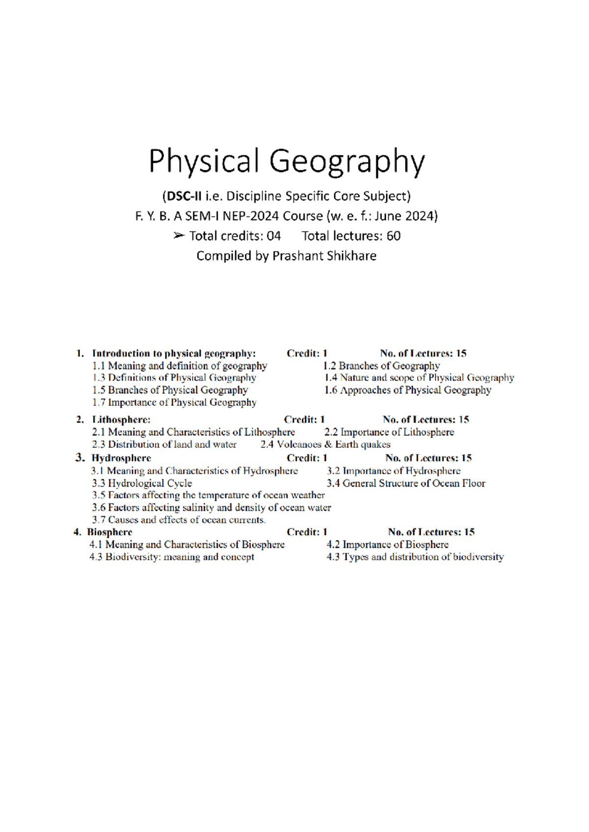 Physical Geography FYBA: Comprehensive Study Guide and Insights - Studocu