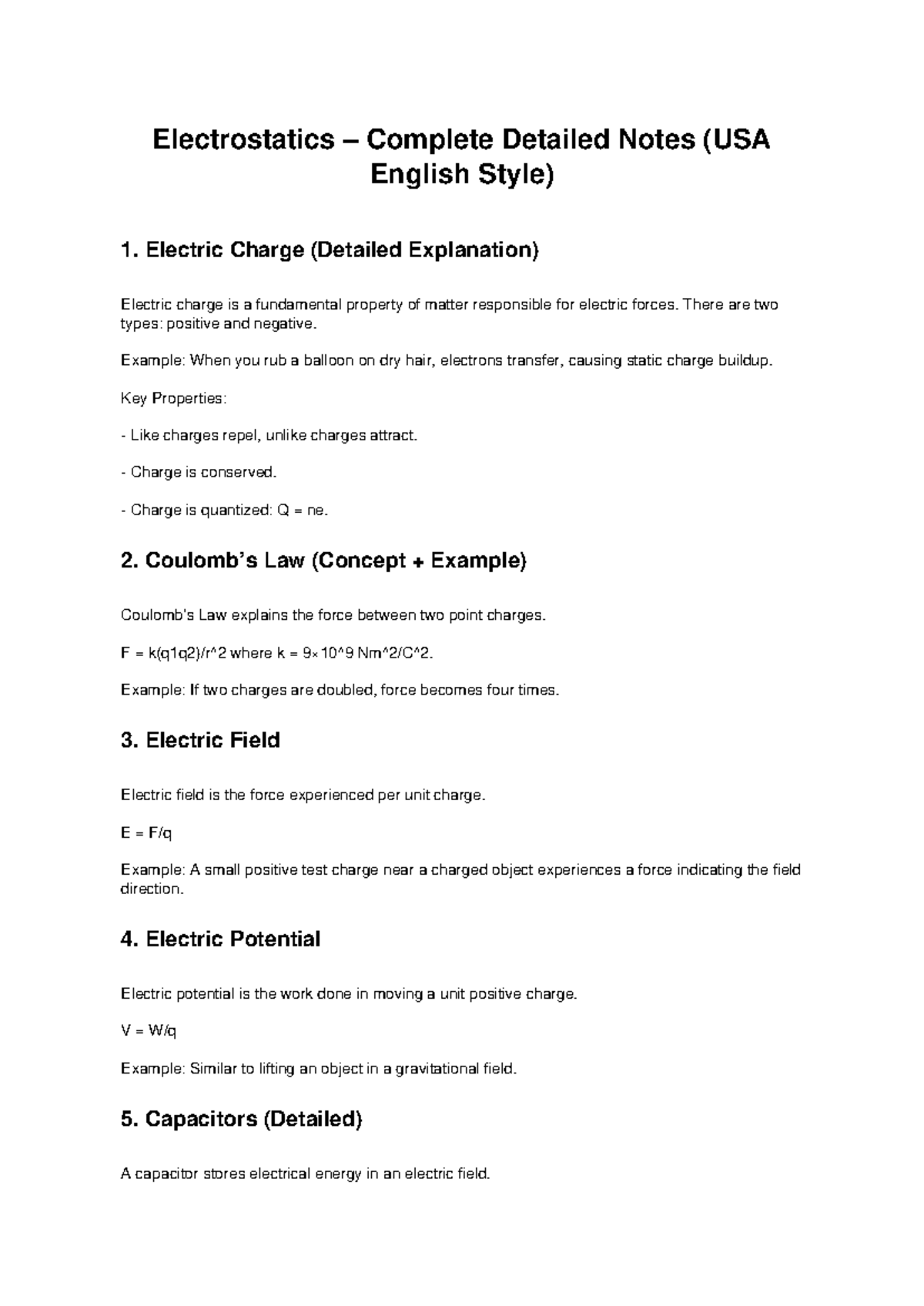 Electrostatics Detailed Notes (Course Code: ELEC 101) - Studocu