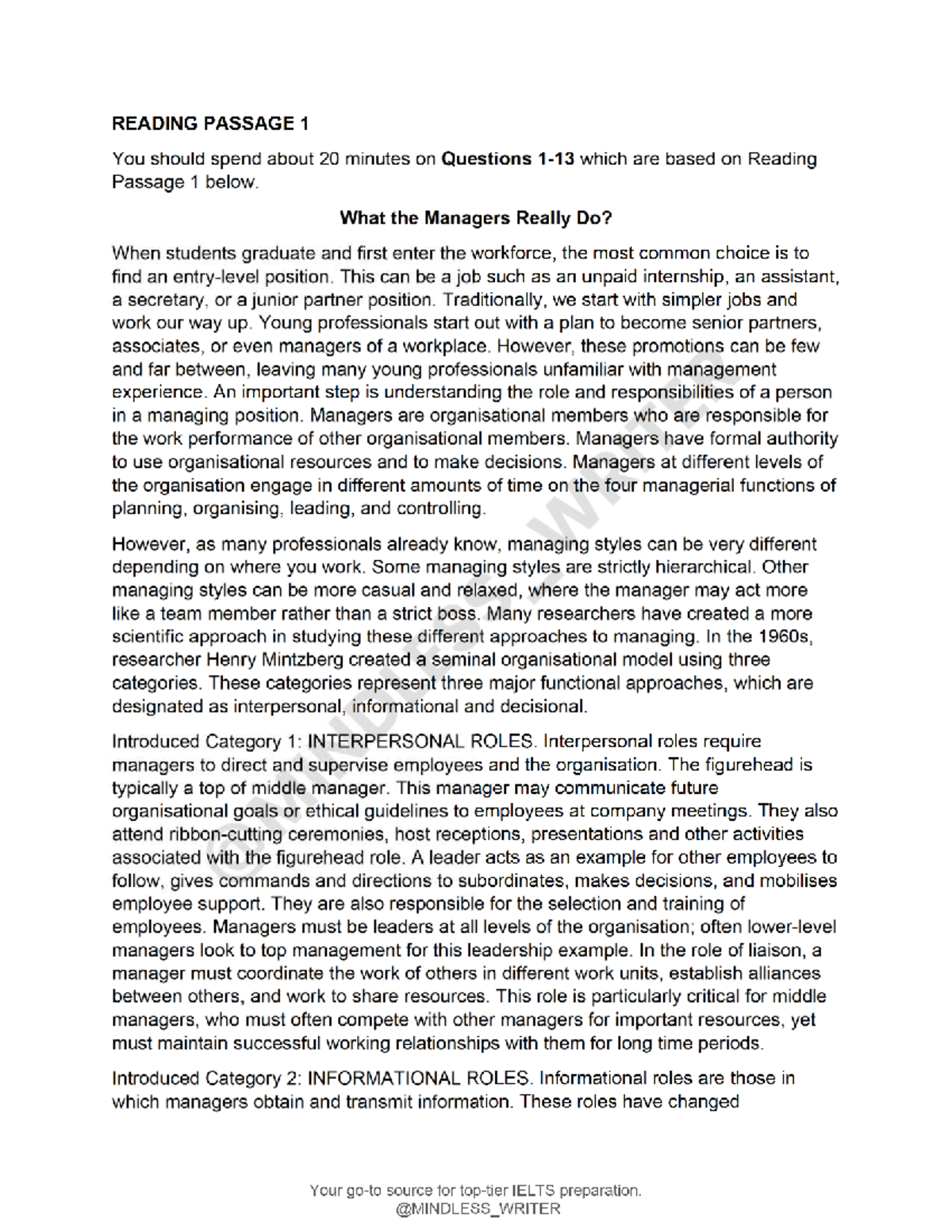 FULL EXAM READING: Understanding Managerial Roles and Language ...