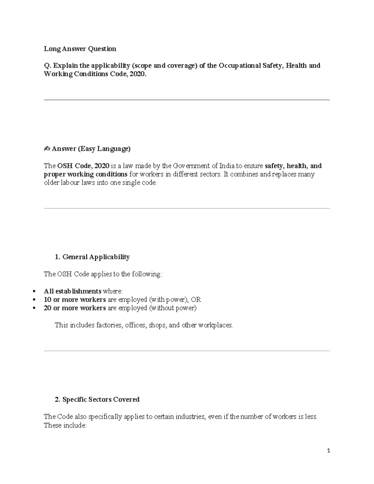 Applicability and Features of OSH Code, 2020: A Comprehensive Overview ...