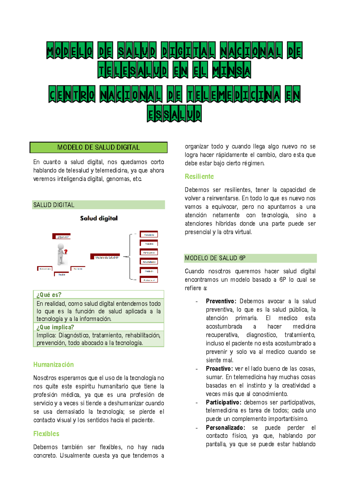 2. Modelo DE Salud Digital - MODELO DE SALUD DIGITAL En cuanto a salud ...