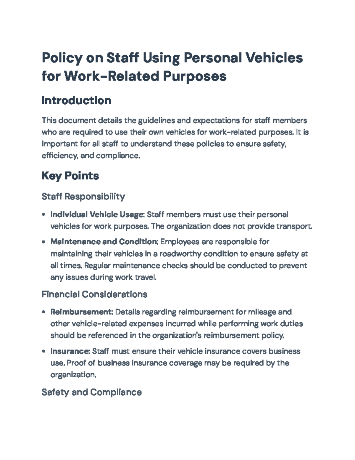 Guidelines for Staff Using Personal Vehicles for Work Purposes - Policy ...