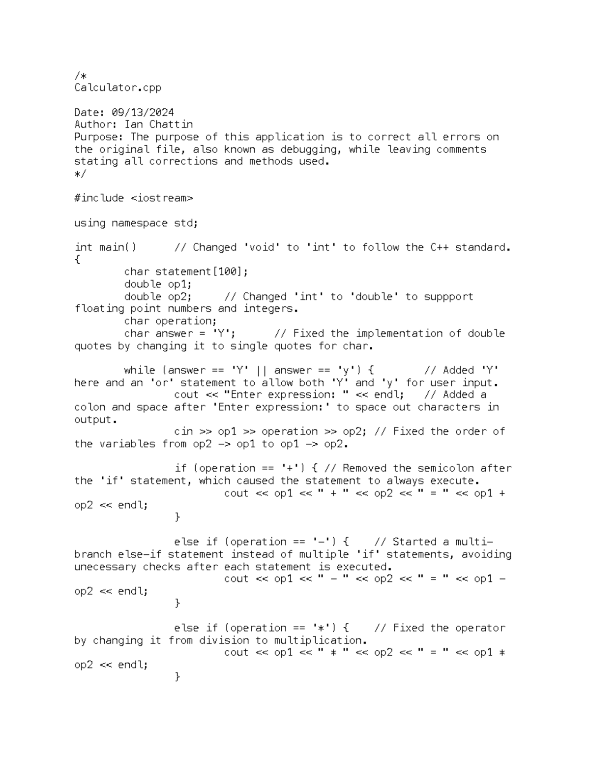 Assignment 2 - Debugging of Calculator Code in C++ - Studocu