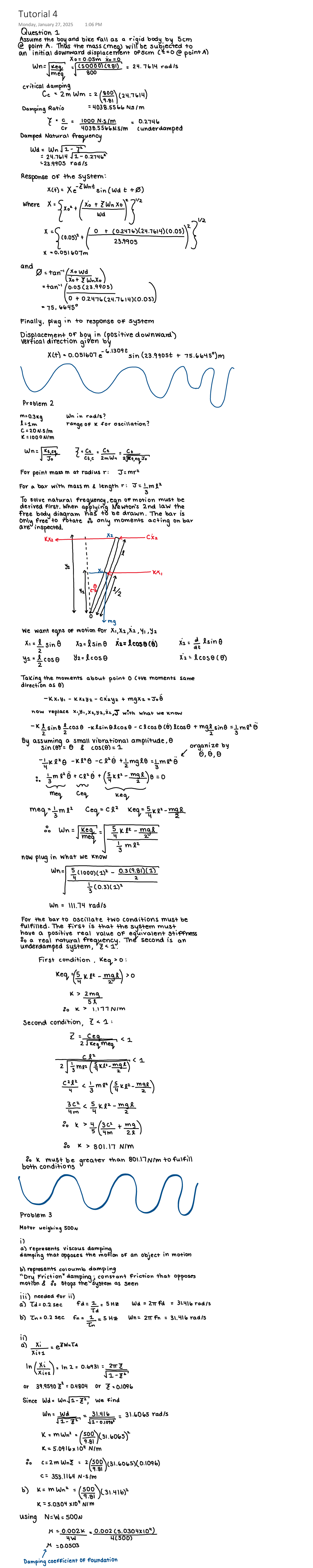 Tutorial+4 - Tutorial work for vibrations - Tutorial 4 2025 1:06 PM ...