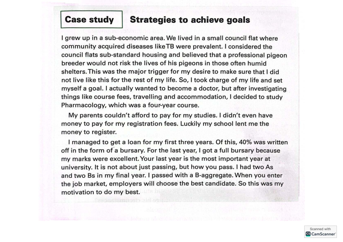 Case Study: Strategies for Achieving Goals in Pharmacology - Studocu