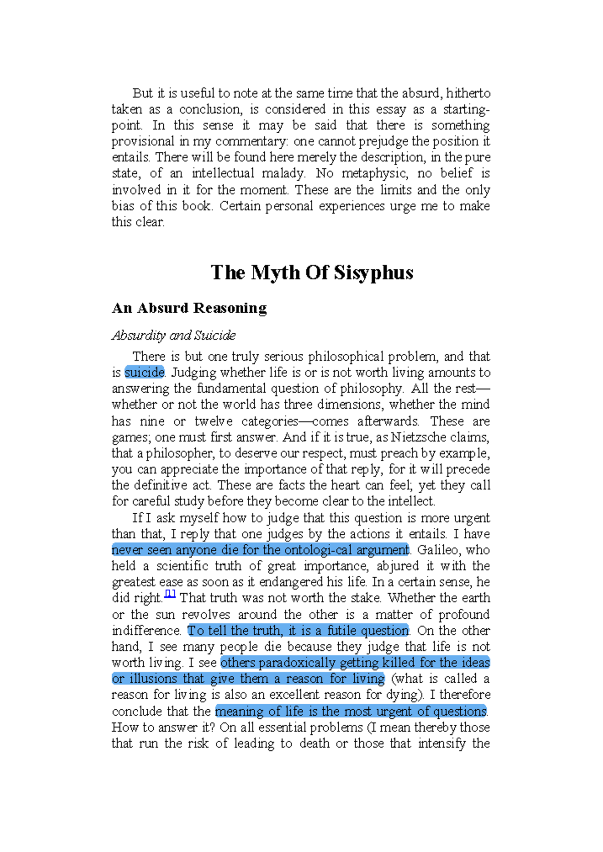 The Myth of Sisyphus: An Analysis of Absurdity and Freedom (PHIL 101 ...