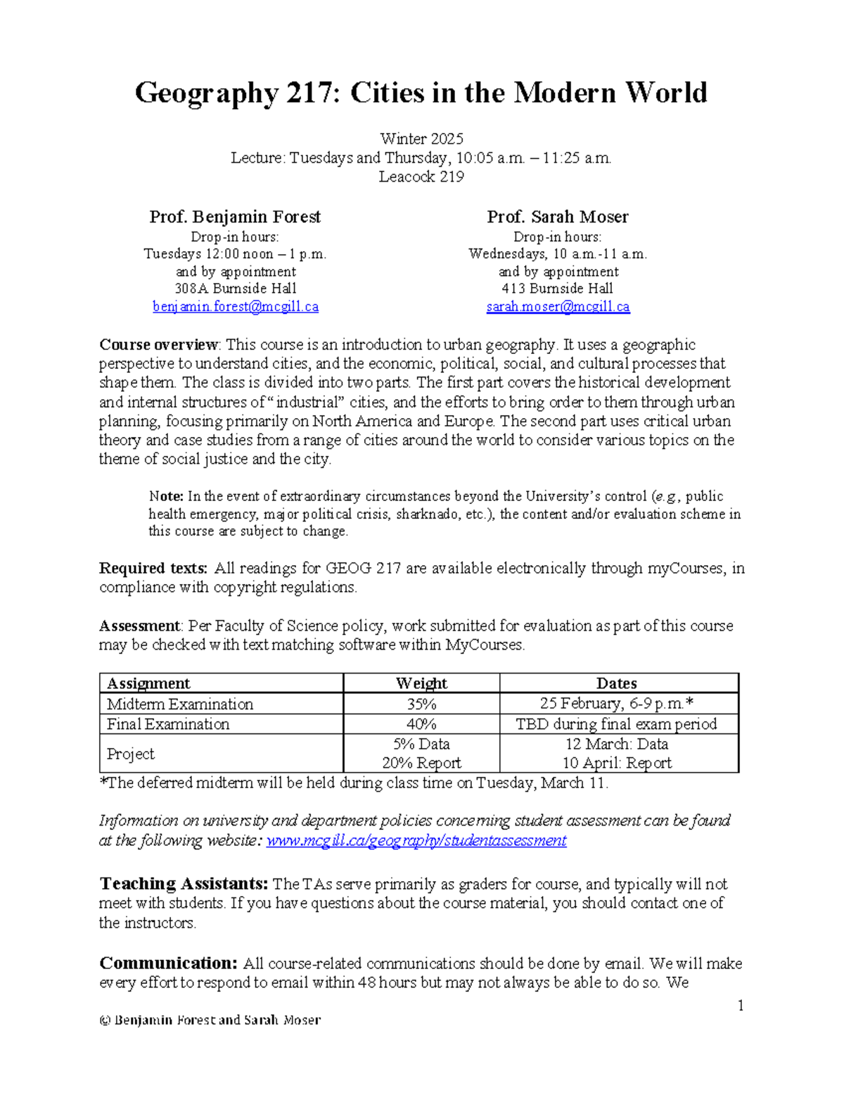 GEOG 217 Winter 2025 - Course Syllabus & Lecture Overview - Studocu