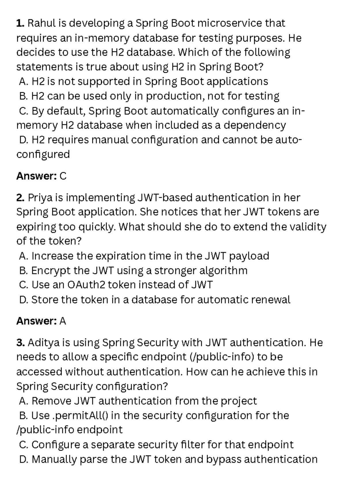 SB Set 2 - Answers for Spring Boot Concepts and JPA - Studocu