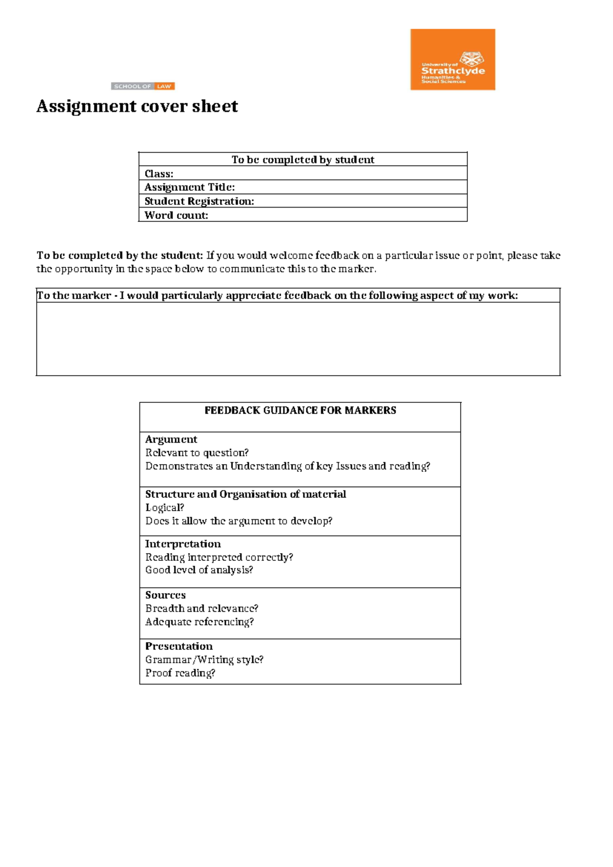 New Assignment Cover Sheet 2020: Student Registration Form - Studocu