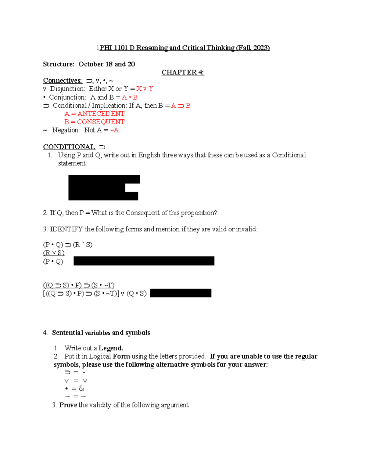 PHI 1101 D: Structure for Reasoning & Critical Thinking (Oct 18-20 ...