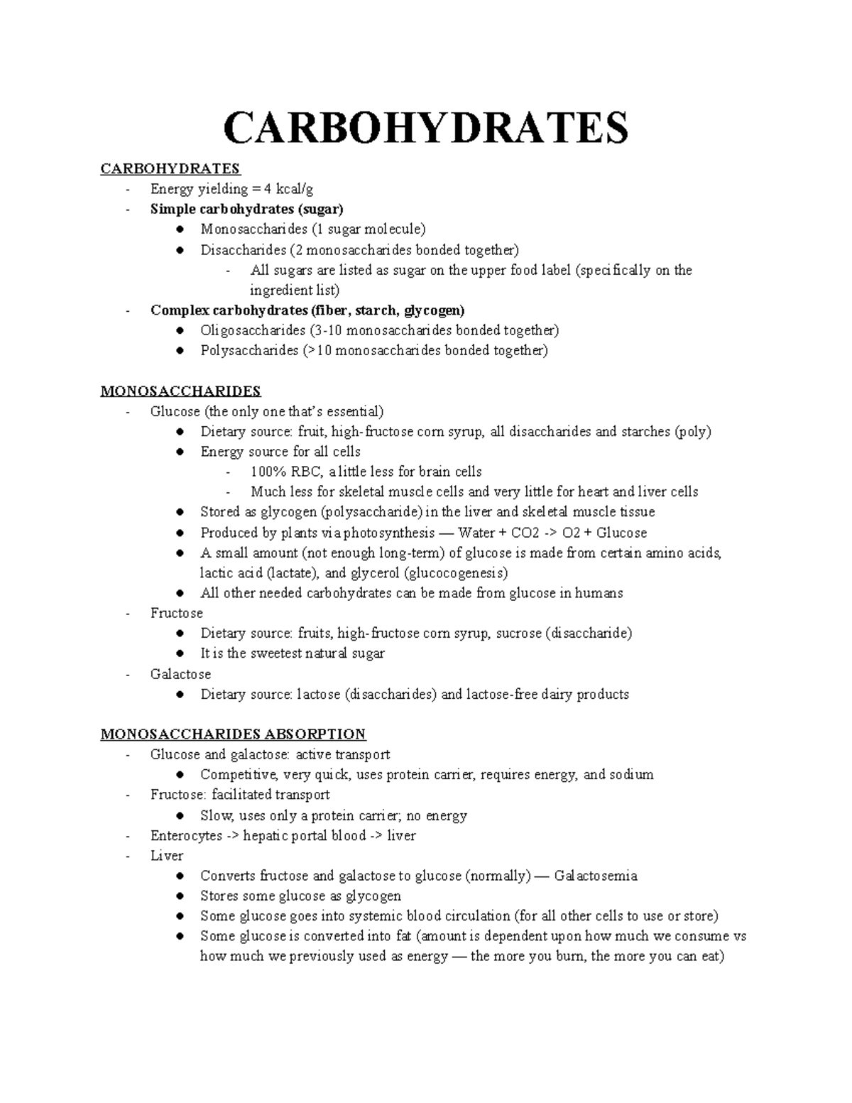 CARB 101: Comprehensive Overview of Carbohydrates and Their Functions ...
