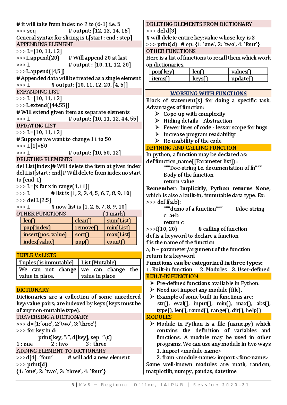 CS 101: Lecture Notes on Python Functions and Data Structures - Studocu