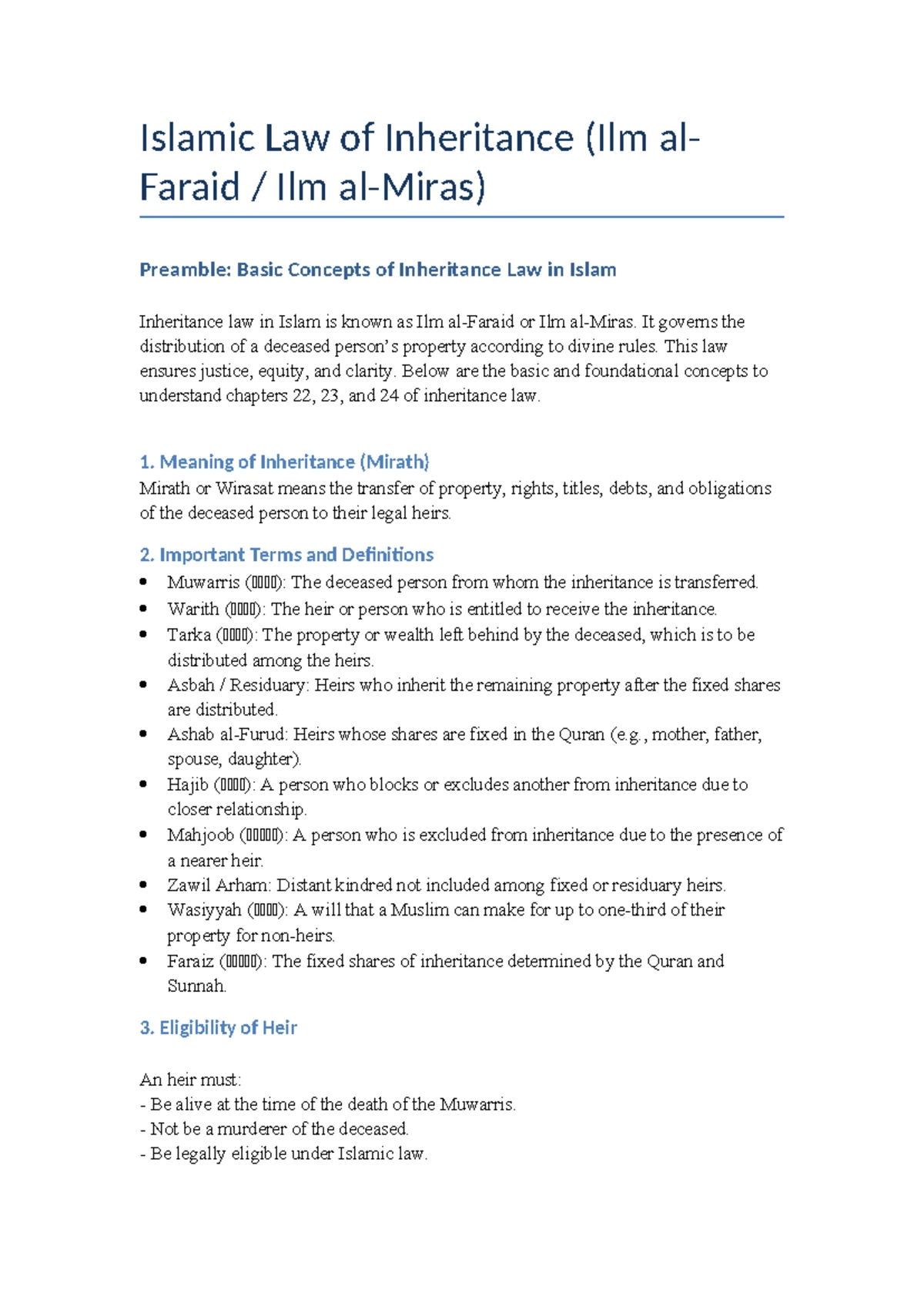 Islamic Rights and Obligations - Sadaf's Final Notes on Jurisprudence ...