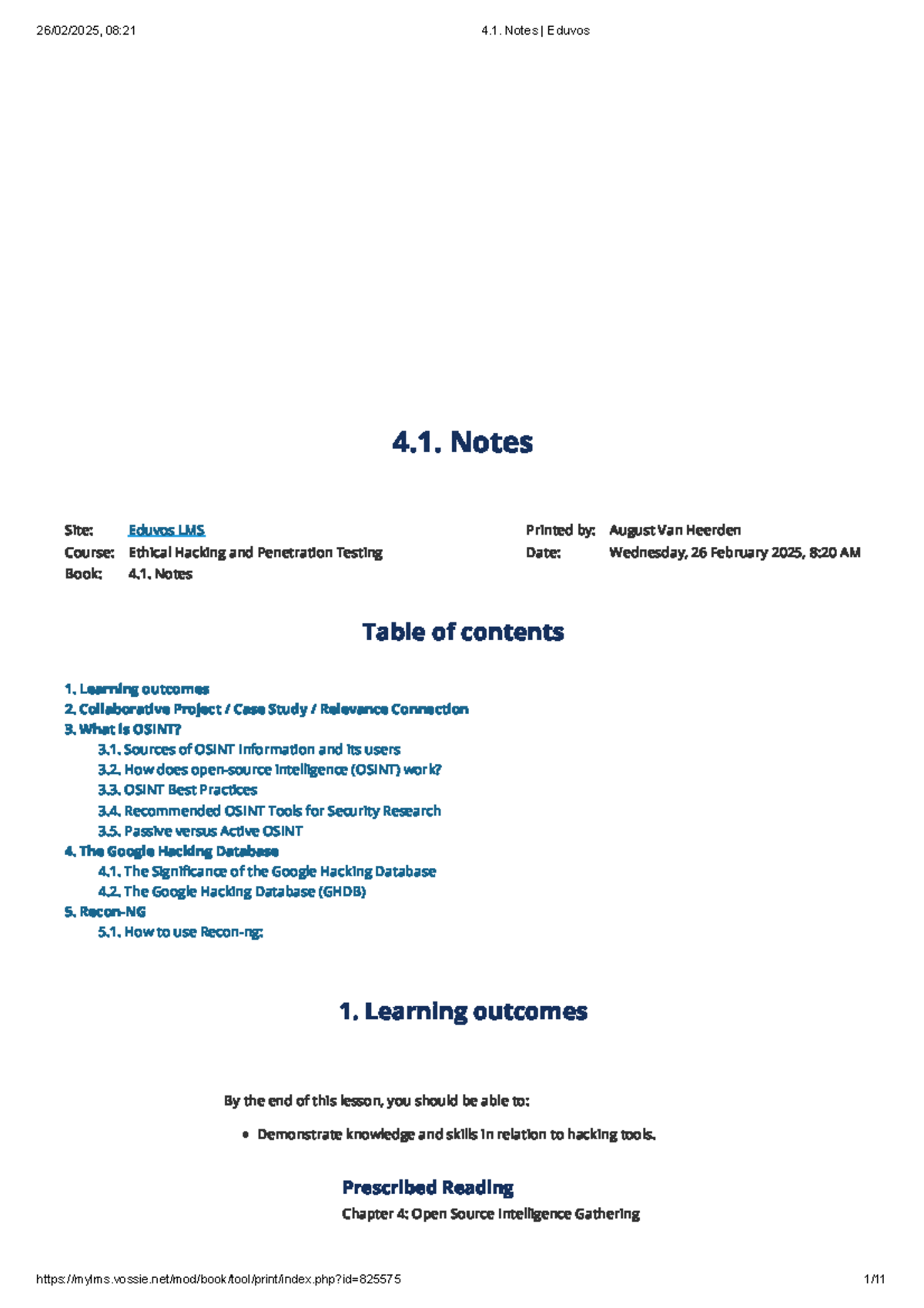 Ethical hacking and penetration testing: OSINT case study notes (08:21 ...