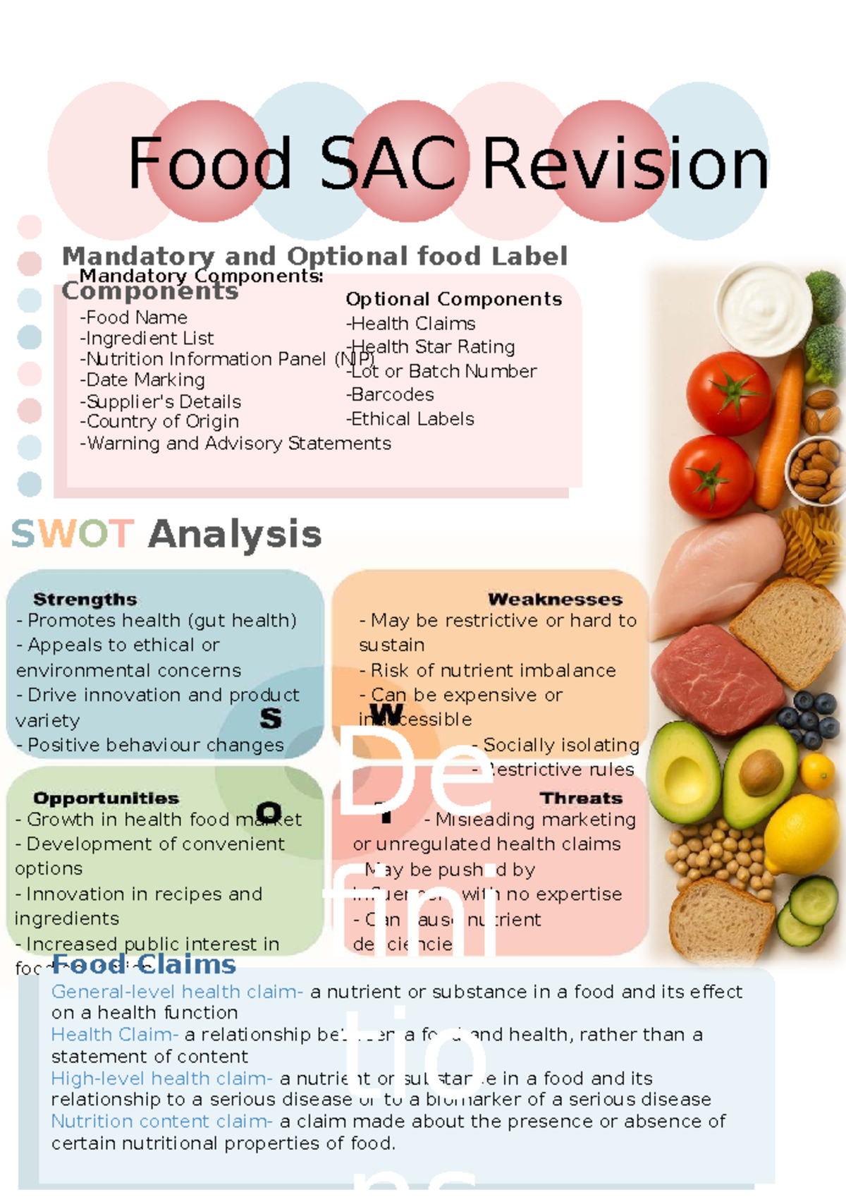 Food SAC Revision: Mandatory & Optional Food Label Components - Studocu