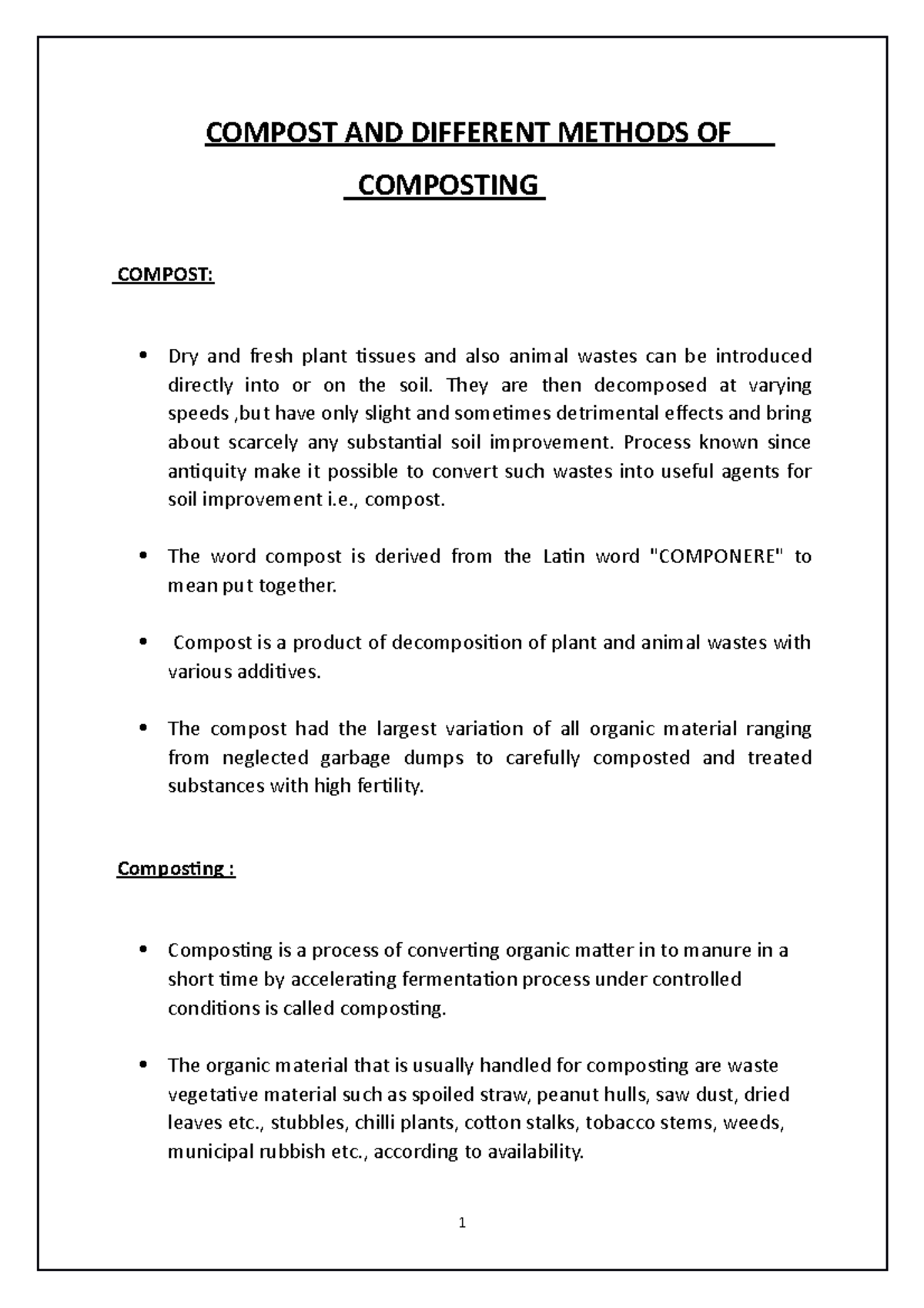 Composting Techniques and Practices: A Comprehensive Overview - Studocu